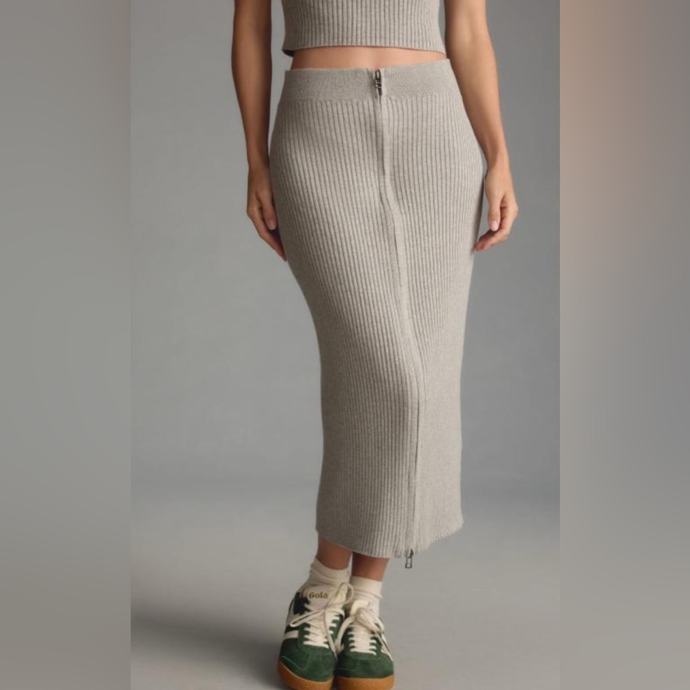 Daily Practice | Ribbed gray sweater midi skirt Women’s size M Anthropologie - Picture 2 of 9